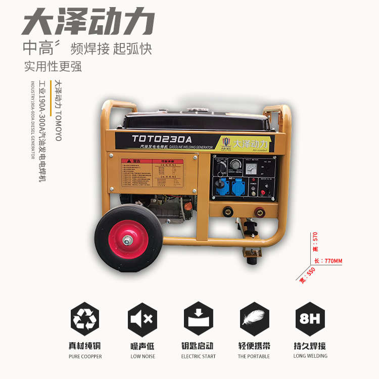 大泽190A/230A/250A/300A汽油发电电焊机